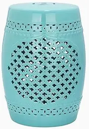 GUAWJRZDP Ceramic Garden Stool, Ceramic Decorative Garden Stool, Decorative Ceramic Drum Stool, Oval Rustic Garden Stool Outdoor Seating, Chinese Garden Stool Side Table, for Living Room, Patio(Blue)