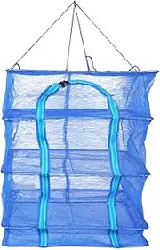 Mesh Drying Rack 4 Layer Hanging Drying Rack Hanging Drying Net for Fish Shrimp Fruit Vegetable with Two-Way Zippers for Food A