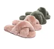 AUSTRALIAN SHEPHERD® UGG Women Crossover Fluffy Slides Linty Limited Edition - Dawn Pink / AU Ladies 8 / AU Men 6 / EU 39