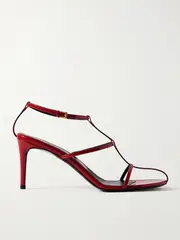 [KHAITE] KHAITE - Cage Patent-leather Sandals - Red - IT38 IT 38 Red