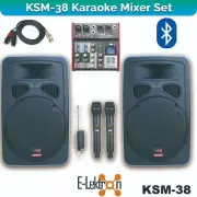 E-Lektron KSM-38 Karaoke Set 2 X 15 inch Active Speakers Audio Mixer Microphones