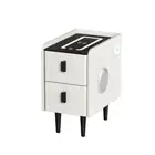 Artiss Smart Bedside Table 2 Drawers with Wireless Charging Ports LED White AIDA