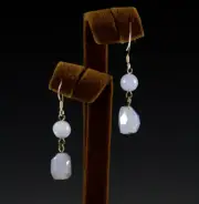 NEW GENUINE CHALCEDONY SEMI PRECIOUS GEMSTONES STERLING SILVER PIERCED EARRINGS
