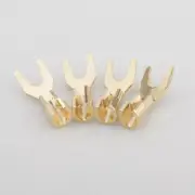 4PCS Gold Plated Y Spade Plugs Fork Connector Terminal for Audio Speaker Cable