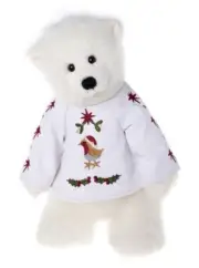 Charlie Bears Holly Joly White Plush Teddy Polar Bear with Christmas Jumper