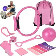 Pilates Essentials Kit for Women, Better Me Pilates Kit, Home Workout Equipment Set with 9.8” Ball, Resistance Bands, 15” Pilates Circle and Accessories