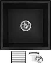 Black Kitchen Sink 45x45cm, Granite Stone Sink, Mini Black Bar Sink, Undermount Kitchen Sink, Single Bowl Kitchen Sink