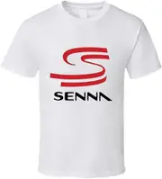 JFtees F-1 Legend Ayrton Senna Racing Logo T Shirt White Large