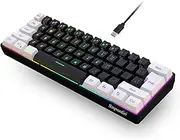 SNPURDIRI 60% Wired Gaming Keyboard, RGB Backlit Membrane Keyboard But Mechanical Feeling,Ultra-Compact Mini Waterproof Keyboard for PC Computer Gamer White and Black