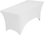 Spandex Table Covers 6FT 1Pc White Stretch Fitted Table Cloth Rectangle Table Tablecloth Wrinkle Resistant Table Cover Stretchable Patio Tablecloths for Wedding Party Banquet (72Lx30Wx30H Inch)