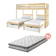 Aristos Triple Bunk Bed and Venus Mattress Package