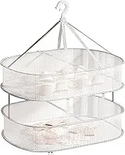 Caliee Hanging Sweater Drying Rack Flat Mesh Foldable Laundry Rack Hang Dry Clothes Rack Multifunctional Clothes Drying Rack 2Tier Grey 30.3 x 24 Inch