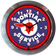 Pontiac Service Red Light Up Neon Garage Man Cave Wall Clock