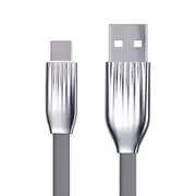 Cafele LED Light 2.1A Type C Flat Fast Charging Data Cable 1.2m For Oneplus 6 Xiaomi 8 8 se S9 GRAY COLOR