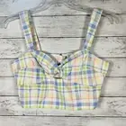 Bar III Women's Sweetheart Neckline Plaid Crop Top Melody Plaid Size 8 NWT