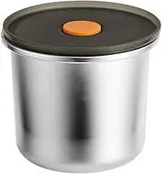 ZLNBMDBM Fridge Storage Containers Stainless Steel Fresh Box Refrigerator Fresh Storage Box Round Sealed Freezer Storage Box for Refrigerator Fruit Vegetable (Color : Black, Size : (530ml))