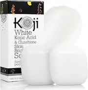 Koji White Kojic Acid & Glutathione Skin Brightening Soap for Body & Face Exfoliating, Hydrating, and Cleansing Bar for Dark Spots - SLS-Free, Paraben-Free, Vegan Soap, 80g (2 Bars)