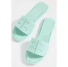 New Tory Burch Double T Leather Sport Slide Caribbean Mist US 7 7.5 8 8.5 9 9.5