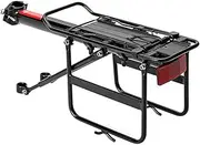 TOMVAES Bike Rear Rack Mount - Bicycle Back Seat Pannier Luggage Backpack Cargo Basket Carrier Rack Adjustable Aluminum Alloy for Road MTB Mountain Folding Bike with Red Reflector