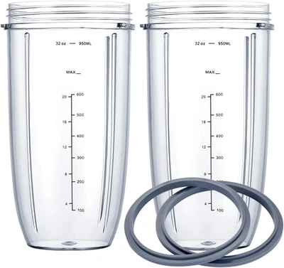 Replacement Cups for Nutribullet Blender, 32OZ Measuring Scale Cups 2 Rubber Gas