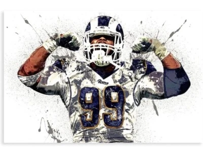 Aaron Donald #99 Los Angeles Rams Football 13x18.75 Canvas Wall Art Poster Print