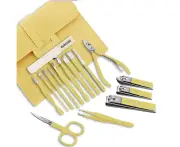 Nail Kit, Nail Clippers, Foot Spa, Foot Scrubber, Pedicure Kit, Foot Bath, Manicure Set-16 Piece Set - Lemon Yellow