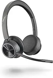 Poly - Voyager 4320 UC Wireless Headset (Plantronics) - Headphones with Boom Mic - Connect to PC/Mac via USB-A Bluetooth Adapter, Cell Phone via Bluetooth - Works with Teams, Zoom & More