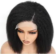 14 inch Kinky Straight Lace Front Wigs Pre Plucked Yaki 5X5 Short Bob Human Hair Wigs For Woman Natural Lace Closure Bob Wig