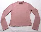 Lulus Women's Cuddly Couture Waffle Knit Mock Neck Top CA4 Mauve Large NWT