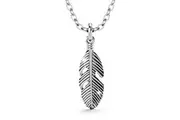 Solid 925 Sterling Silver Antique Feather Pendant