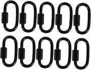 WHAMVOX 10Pcs Stainless Steel Carabiner Clips Heavy Duty Locking for Camping Hiking Fishing Pet Chains Strong Lightweight Easy to Use Durable Quick Links Black