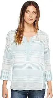 [NYDJ] Womens MNVL3255 Striped Cotton Tunic 3/4-Sleeve Tunic Shirt