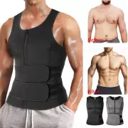Men's Compression Shirts Sweat Vest Sauna Suit Waist Trainer Zipper Body Shaper