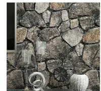 在飛比找Yahoo!奇摩拍賣優惠-3D仿真大理石紋石頭墻紙酒吧中式餐廳飯店復古磚紋磚塊壁紙文化