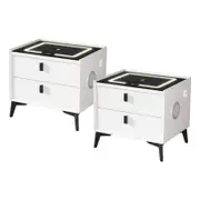 Oikiture Set of 2 Smart Bedside Tables White