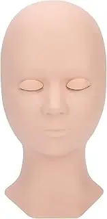 Silicone Eyelash Extension Practice Head Soft Safe Material Detachable Eyelids Realistic Simulation Size Practice Eyelash Extension Training Manikin Head (Light coffee head mold)