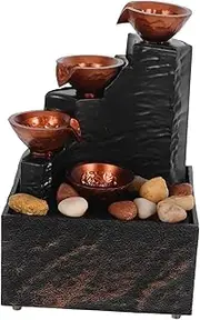 Parliky Mini Desktop Waterfall Fountain Led Lights Natural Stone Decor for Office Living Room Bedroom Decor