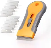EHDIS Ceramic Scraper Car Sticker Remover Glass Cooktop Razor Scraper with 10pcs Replace Blades for Label,Glue,Paint,Adhesive Remover,Oven Door, Stove Cleaning-Yellow