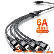 4 In 1 USB Cable For iPhone 13 6A 66W Data Cable Micro USB C Fast Charging Cable