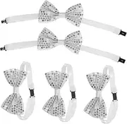 [TINEASUR] Boys Bow Tie Set 5pcs Sequin Performance Bow Ties Children's Bow Ties Pre Tied for School Plays Stage Performances