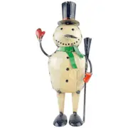 Handmade Iron Snowman with Broom Seasonal Outdoor Decor NEW