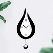 Modern Simple Wall Clock Acrylic Swinging Pendulum Elegant Design Water Drop Shape Indoor Use Black 37.00X16.00X8.00CM 1Pcs