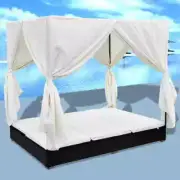 Deluxe Garden Daybed With Curtains Double Sun Lounger Rattan Chaise Longue Bed
