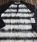 NWT Lularoe Tie Dye Print Mark Henley Unisex Unicorn Black White Large 14/16