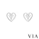 【VIA】符號系列 縷空十字架愛心造型白鋼耳釘 造型耳釘 鋼色