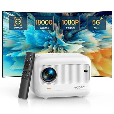 [Electric Focus]Mini Projector with 5G WiFi and Bluetooth 5.2,YABER 18000 Lumen