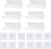 6PCS Vinyl Wall Display, 4 Inch Record Shelf Wall Mount, Record Storage,Transparent Holder Wall,Self Adhesive Acrylic Record Shelf Display Racks for CD Book Office/Home Pictures Frame