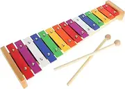 15 Note Toddler Xylophone Multi-Colored Metal Bars Glockenspiel Resonator Bells with 2pcs Mallets