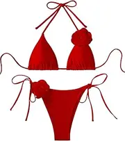 [Lilosy] Sexy Decorated Cheeky String Triangle Bikini 2 Piece