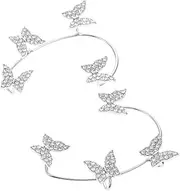 [CONGARTENO] Butterfly Ear Clip Earhook Ear Crawler Hook Fairy Earrings for Women Butterflies Ear No Piercing Ear Clip Piercing Earrings Clip Earrings Wedding Earrings Alloy Golden